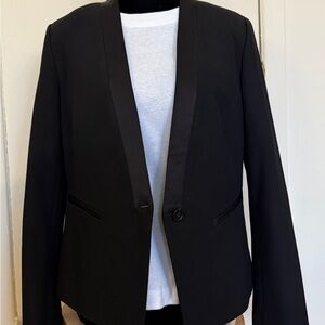 LOFT Black Blazer with Polka Dot Trim